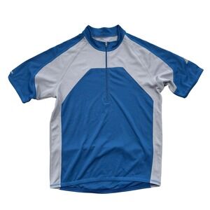 Eastern Mountain Sports EMS Techwick Cycling Jersey Mens Small Blue Grey Zip